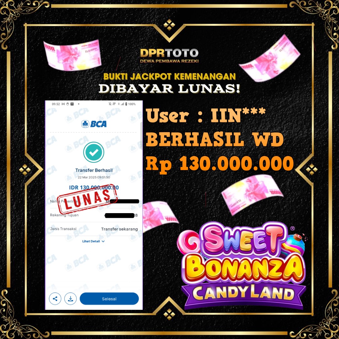 KEMENANGAN BESAR LIVE CASINO BONANZA CANDYLAND WD 130.000.000 - LUNAS